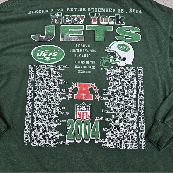 Vintage Y2K 2004 New York Jets Graphic T Shirt 2XL Green NFL Football - Picture 6 of 7